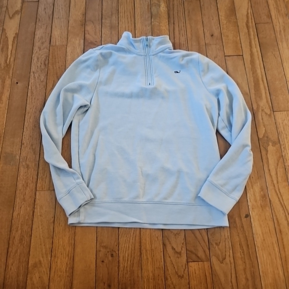 Vineyard Vines Light Blue 1/4 Zip Whale Pullover Top Youth Large Boys